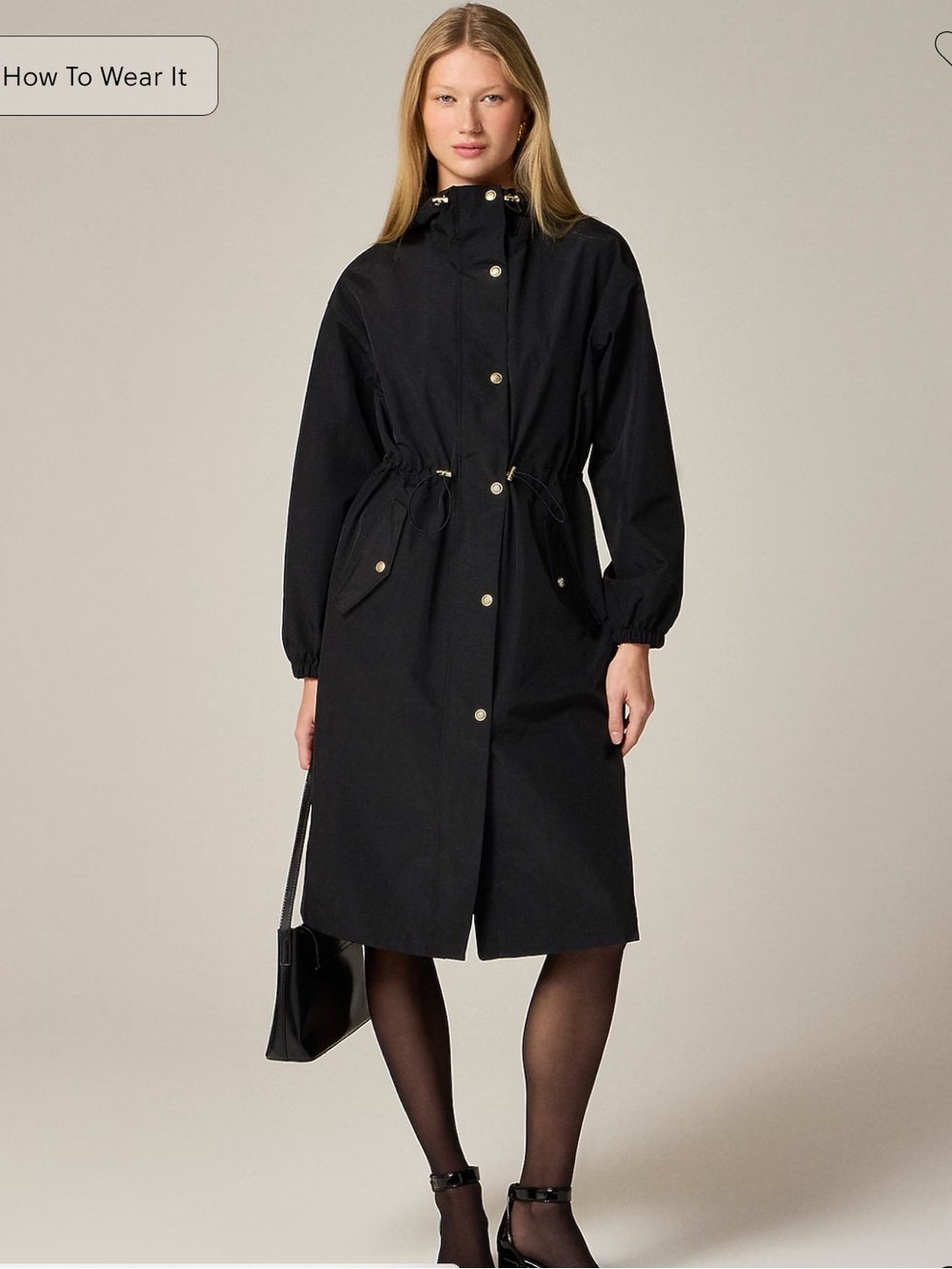 J CREW PERFECT RAINCOAT BLACK LARGE - Picture 1 of 8